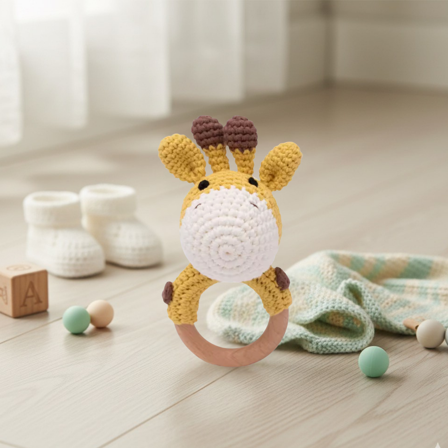 Anneaux de Dentition en Crochet & Bois Naturel