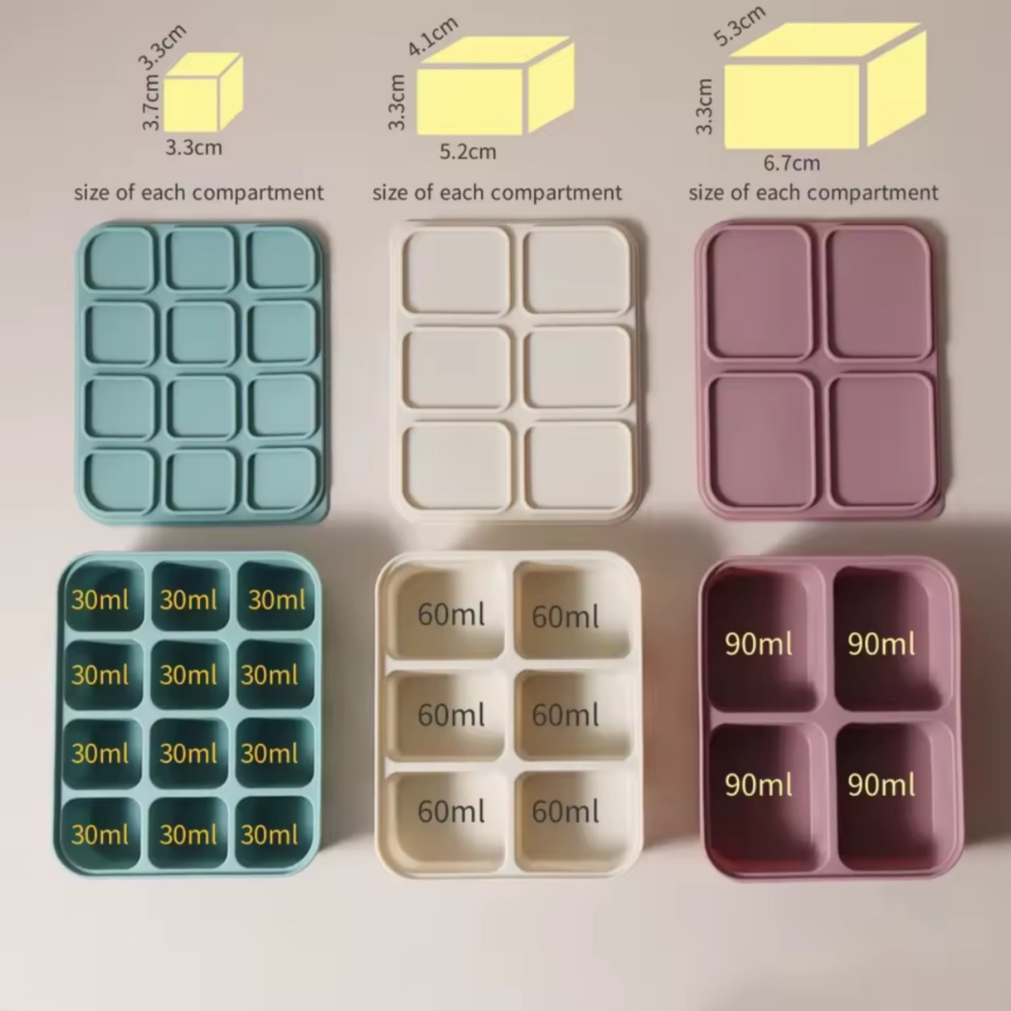 Moule de Congélation Bébé en Silicone (30, 60, 90 ml)