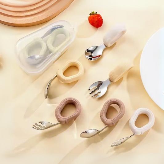 Couverts d'Apprentissage pour Bébé - Kit de Voyage