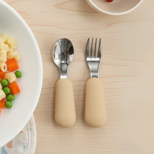 Kit Couverts Bébé Ergonomiques en Silicone et Acier