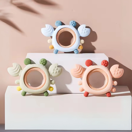 Anneau de Dentition 2-en-1 en Silicone & Bois - Crabe Malicieux Shipping Revolution