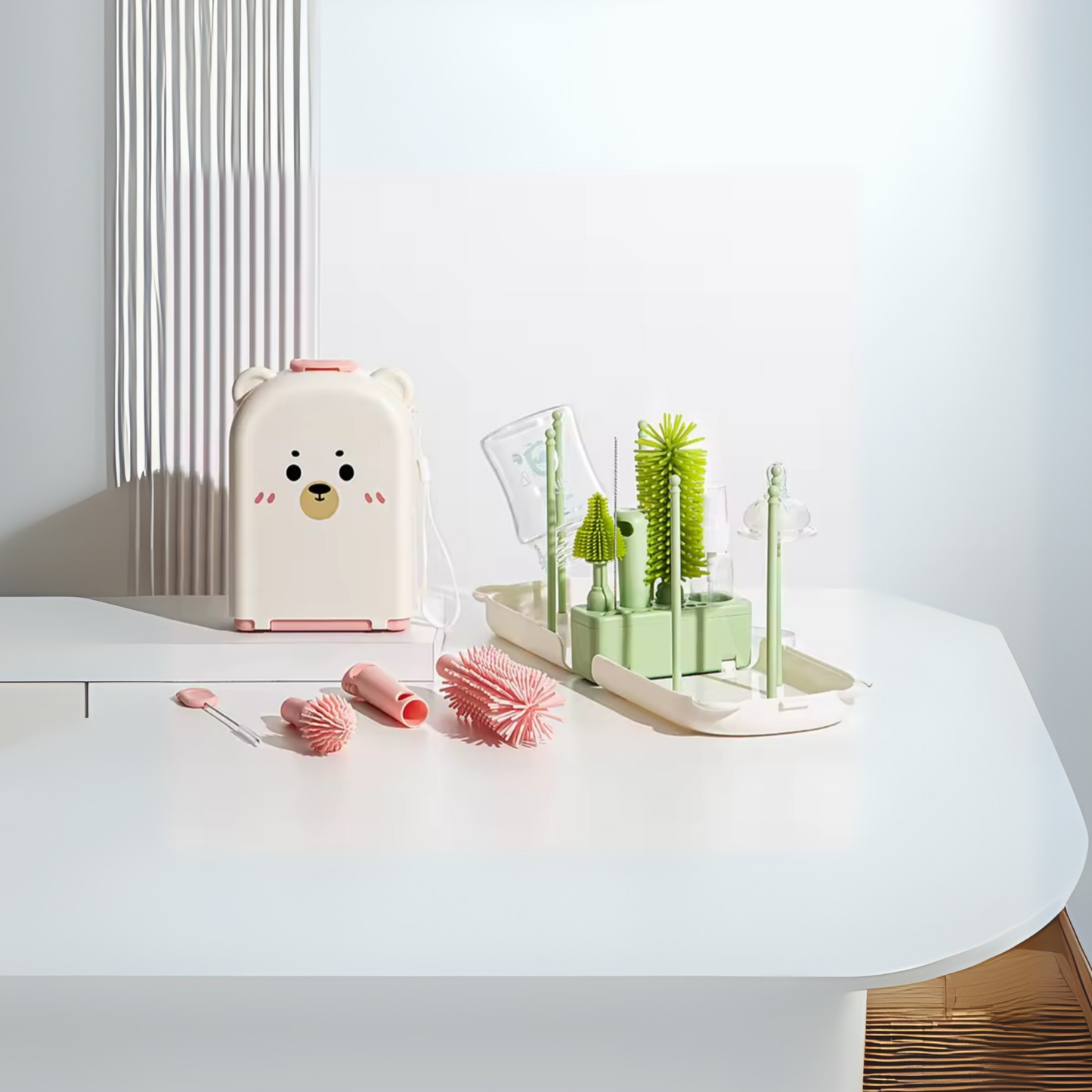 Égouttoir à Biberons de Voyage Portable - Kit de Nettoyage