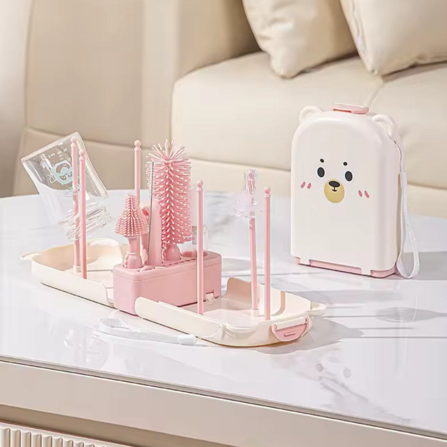 Égouttoir à Biberons de Voyage Portable - Kit de Nettoyage