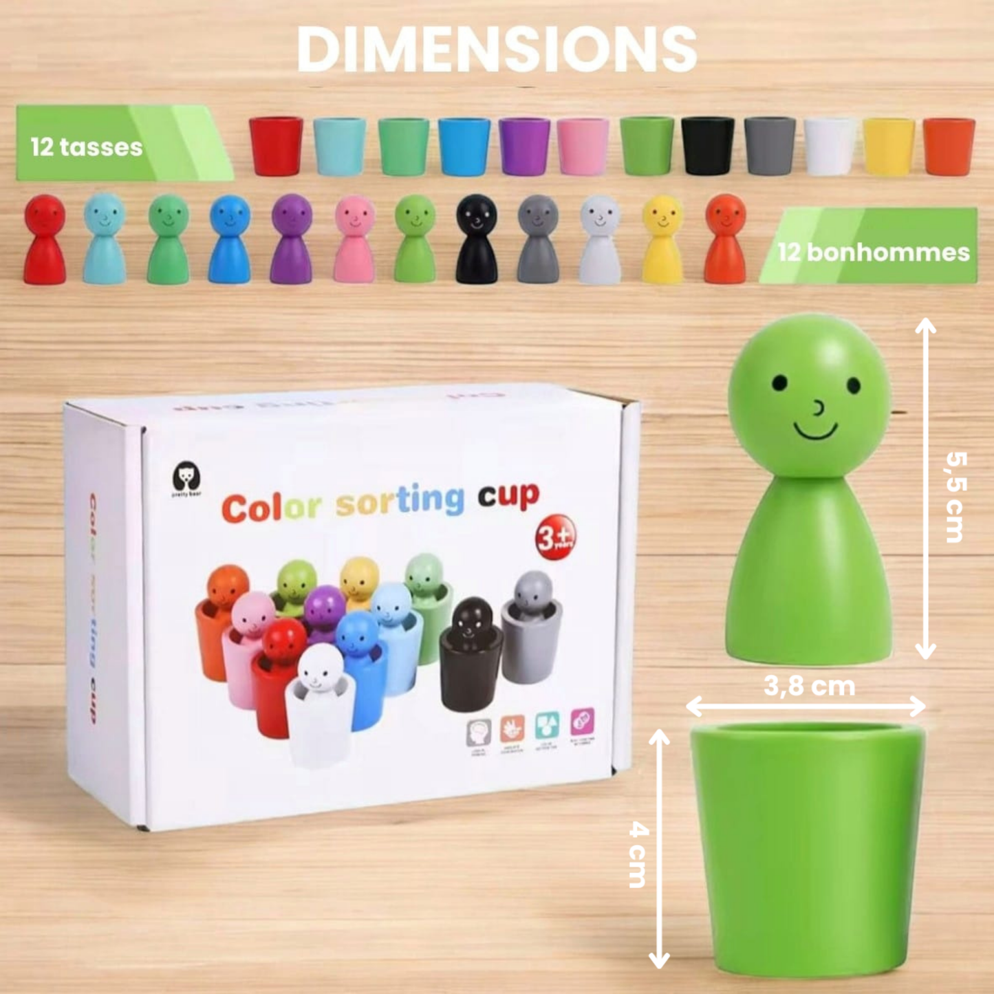 Jeu de Tri des Couleurs Montessori - Figurines & Coupelles