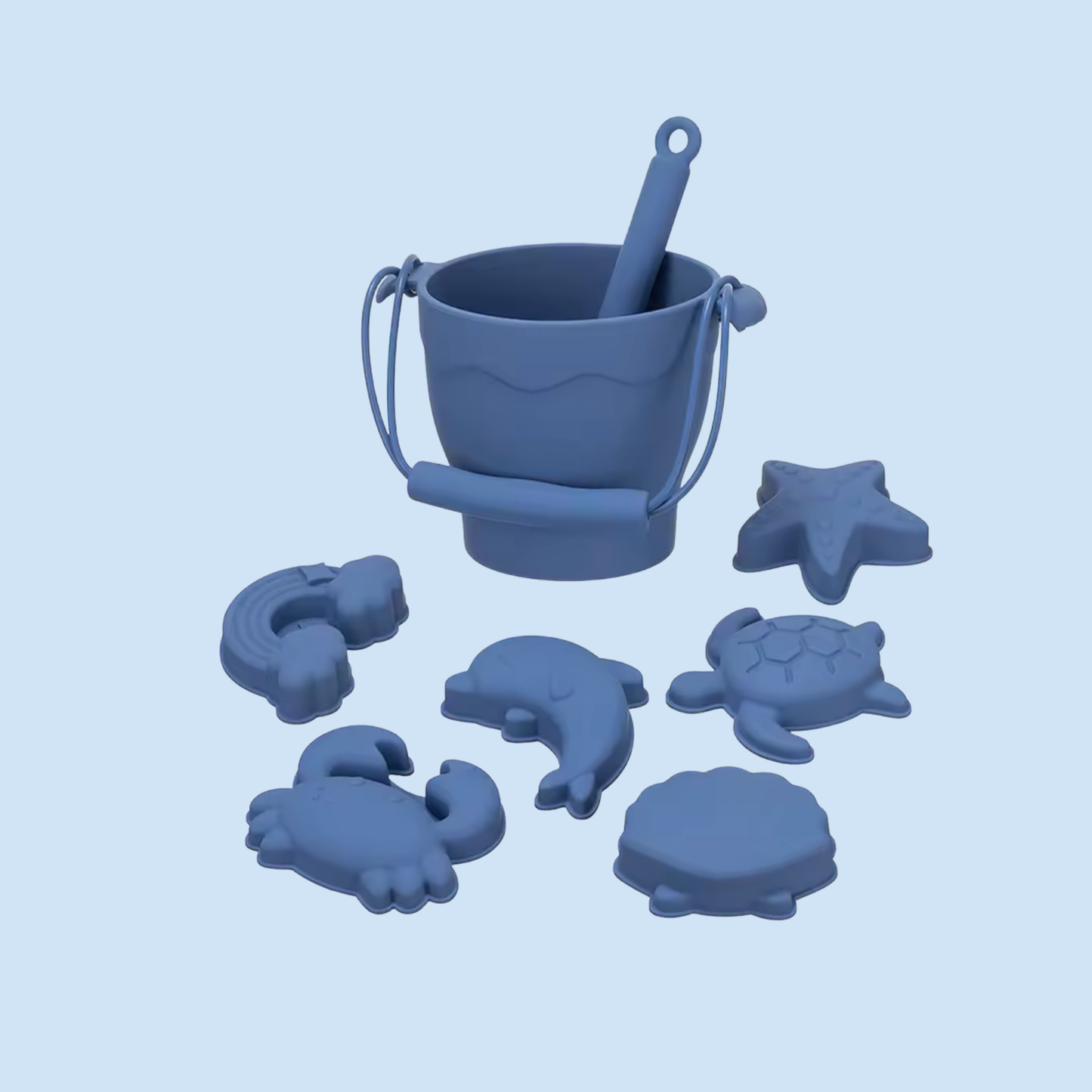 Kit de Plage en Silicone - Seau et Moules d'Animaux
