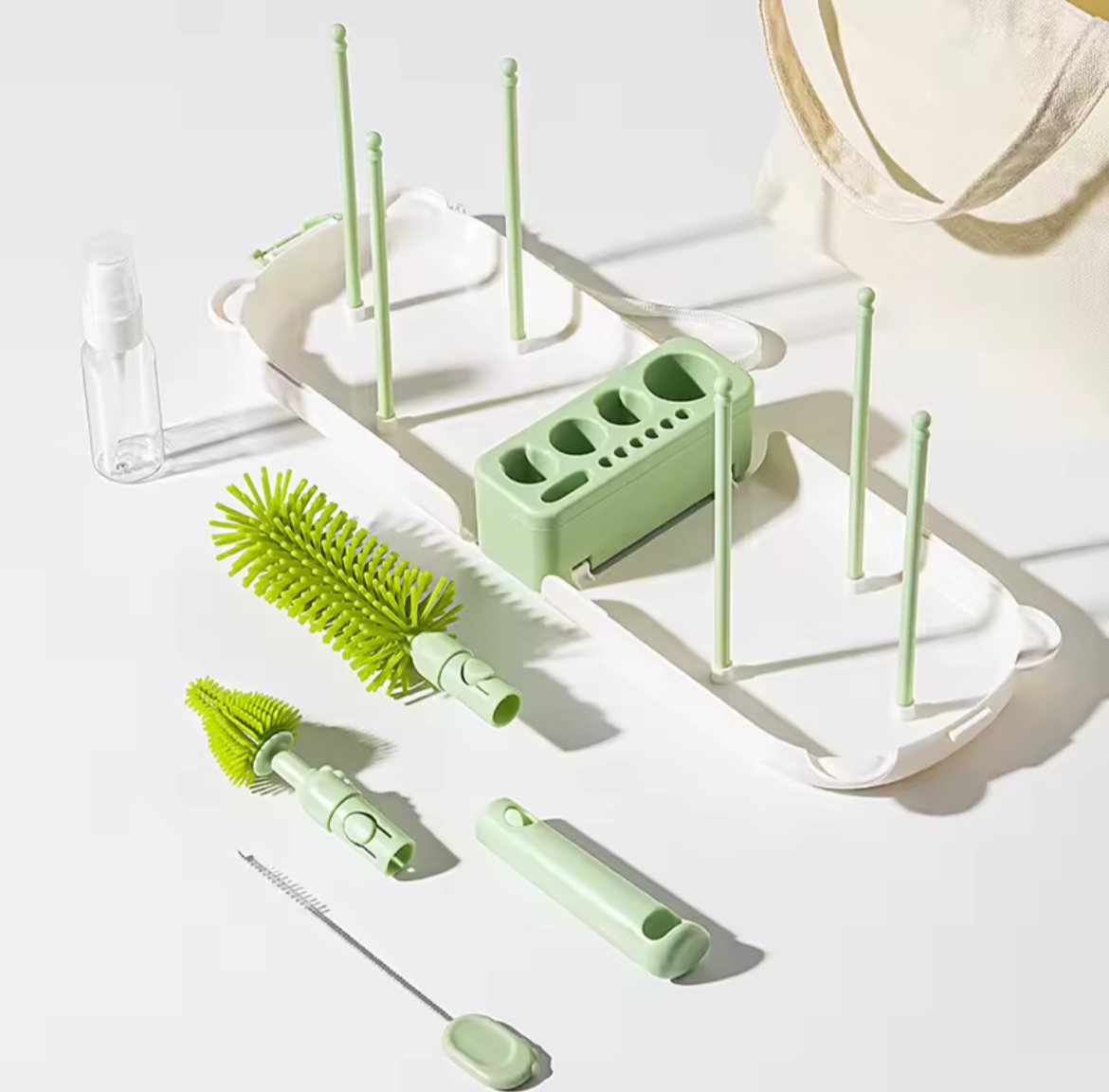 Égouttoir à Biberons de Voyage Portable - Kit de Nettoyage