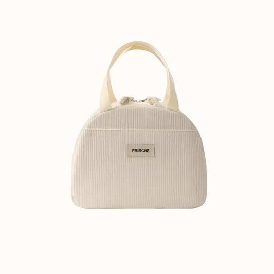 Sac repas isotherme crème pour bébé et enfant, style lunch box moderne Frische. Parfait pour garder le repas au chaud ou au frais à la crèche, à l'école ou en pique-nique.