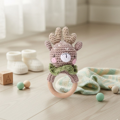 Anneaux de Dentition en Crochet & Bois Naturel