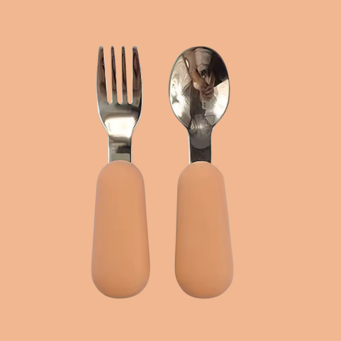 Kit Couverts Bébé Ergonomiques en Silicone et Acier