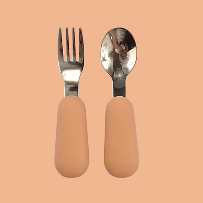 Kit Couverts Bébé Ergonomiques en Silicone et Acier