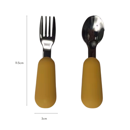 Kit Couverts Bébé Ergonomiques en Silicone et Acier