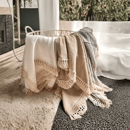 Couverture Mousseline de Coton 120x100cm/80x65cm– Collection Uni