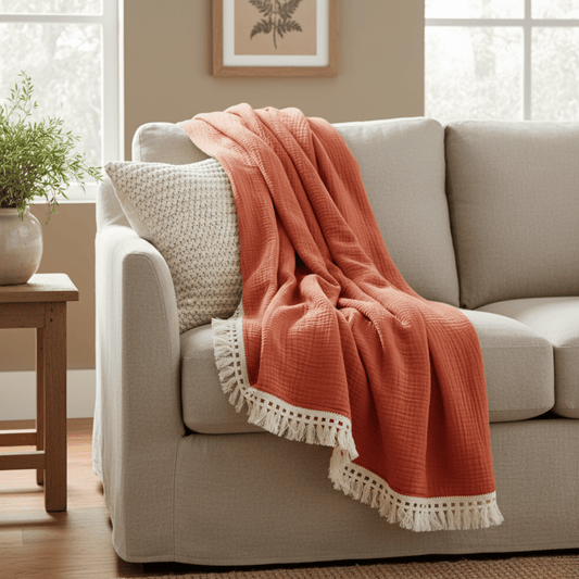 Couverture Mousseline de Coton 120x100cm/80x65cm– Collection Uni