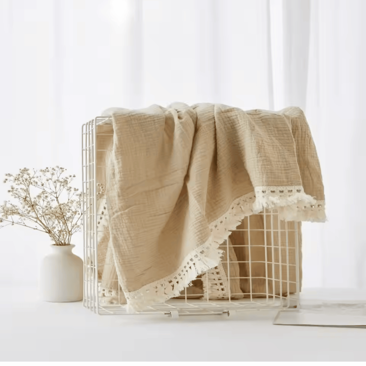 Couverture Mousseline de Coton 120x100cm/80x65cm– Collection Uni