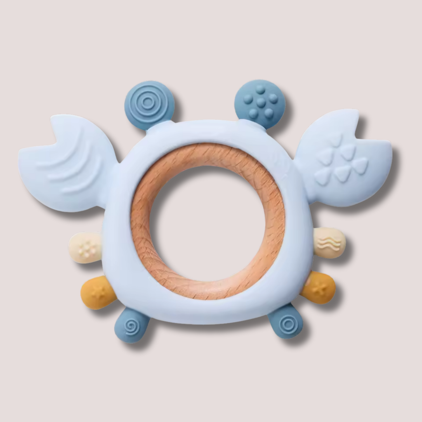 Anneau de Dentition 2-en-1 en Silicone & Bois - Crabe Malicieux