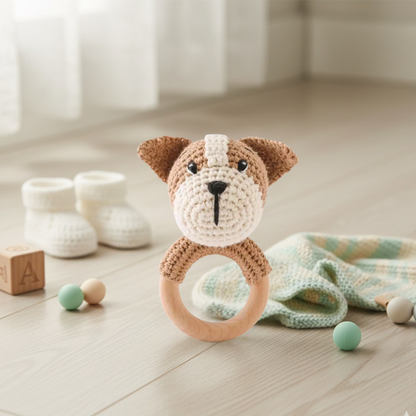 Anneaux de Dentition en Crochet & Bois Naturel