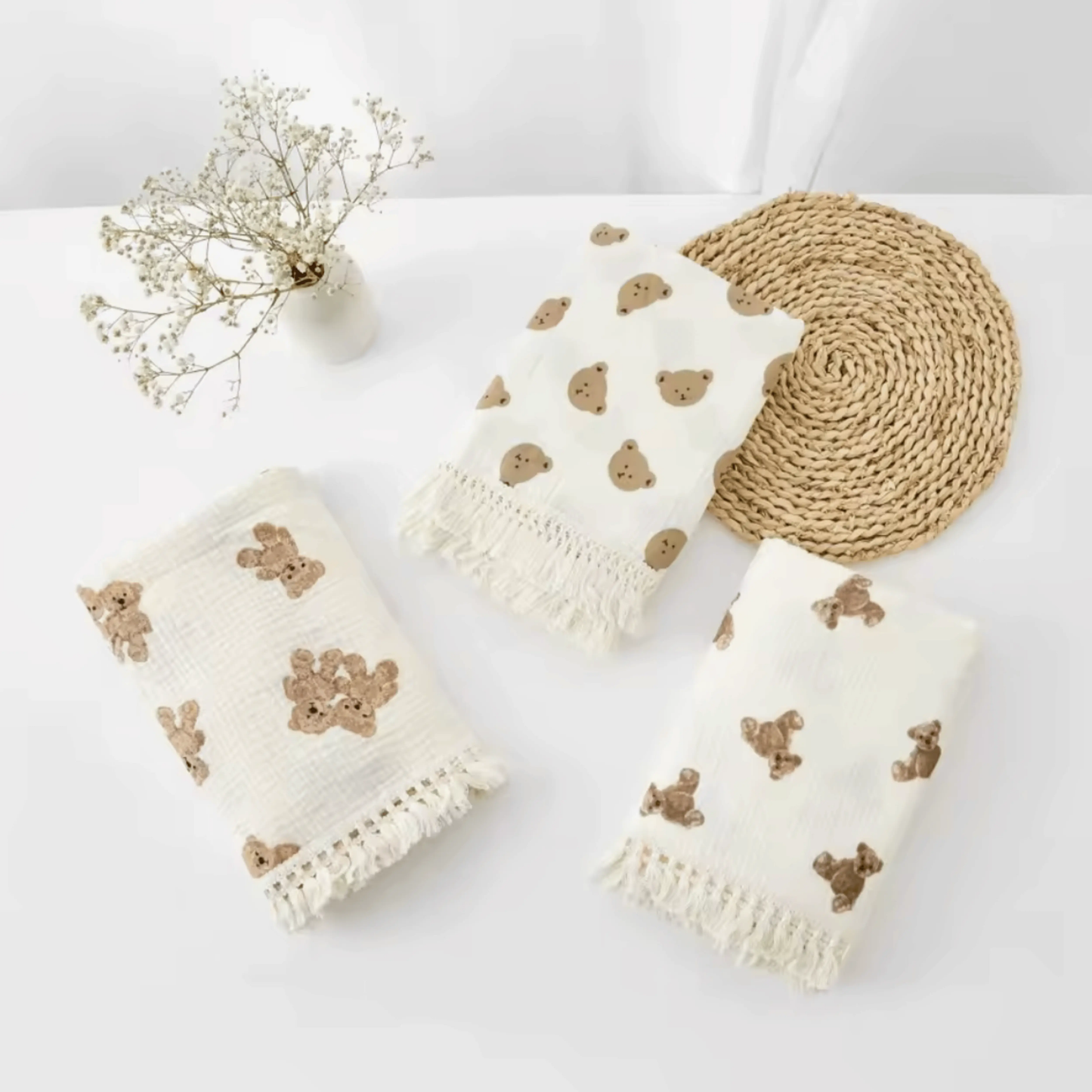 Couverture Mousseline de Coton 120x100cm/80x65cm– Collection Minimaliste 