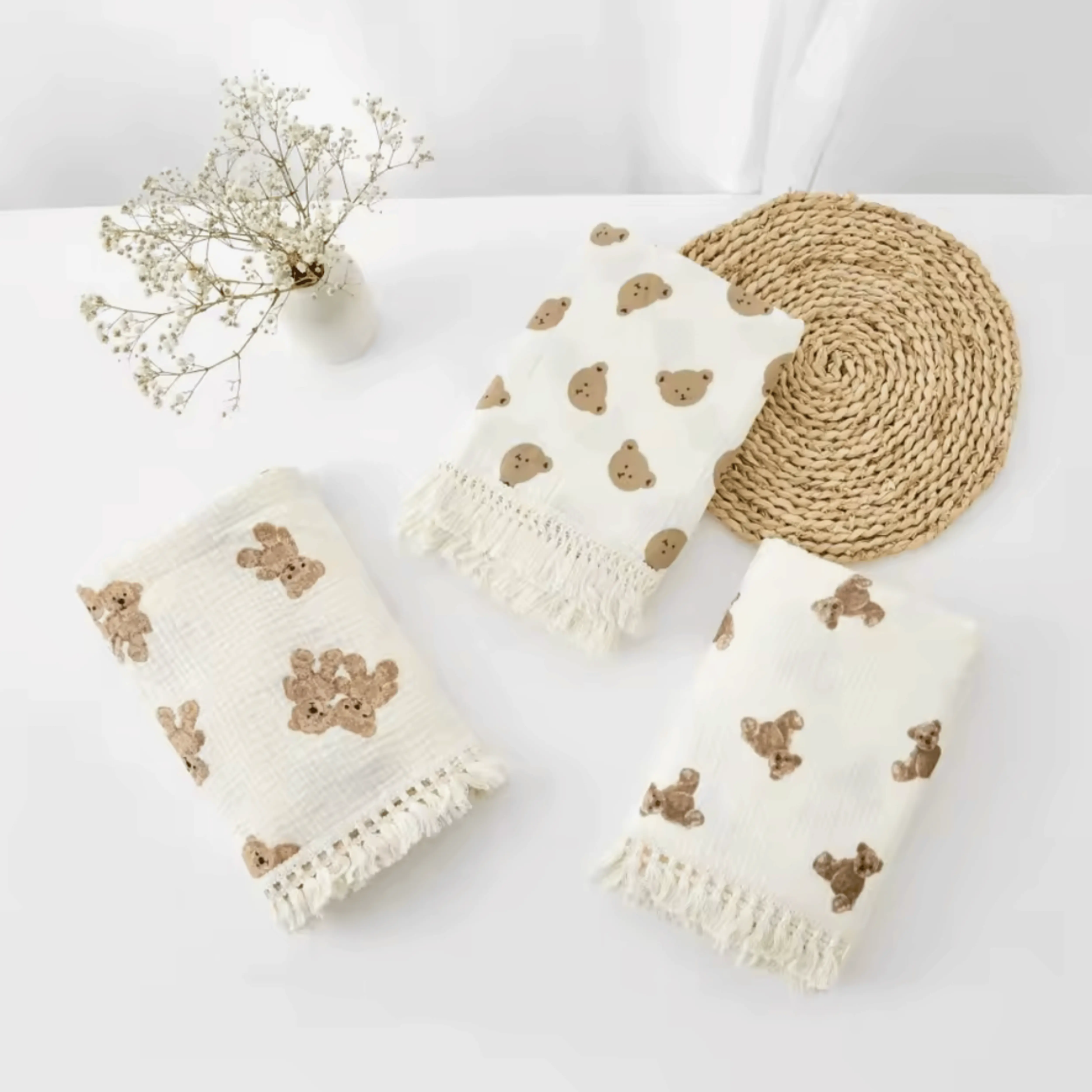 Couverture Mousseline de Coton 120x100cm/80x65cm– Collection Minimaliste 