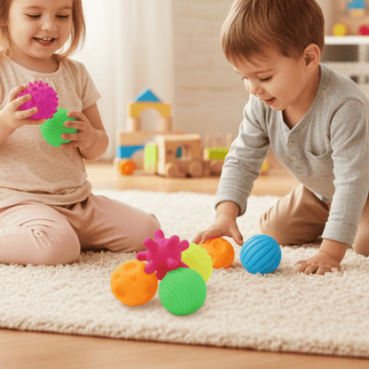 Balles Sensorielles Texturées & Colorées pour l'Éveil de Bébé